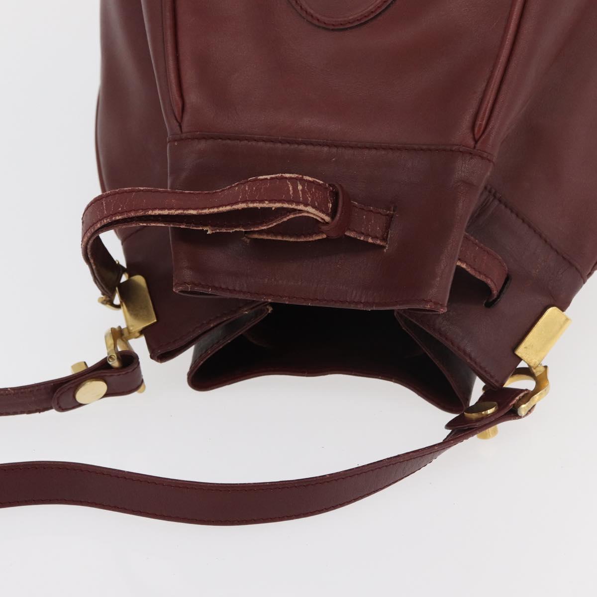 CARTIER Must Line Purse Shoulder Bag Leather Bordeaux Gold Auth 175108