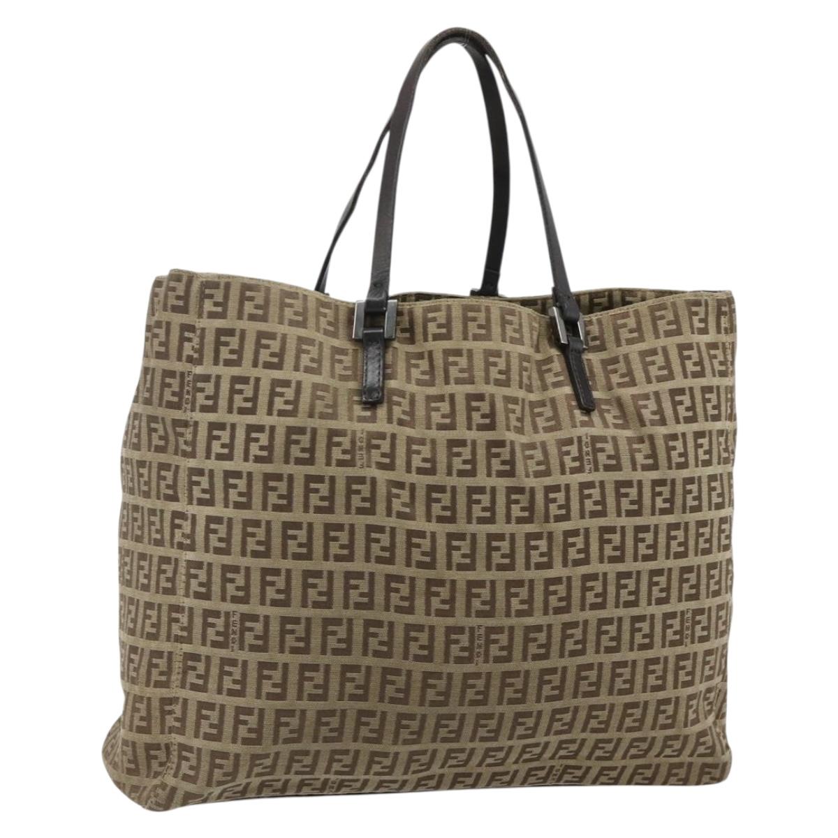 FENDI Zucca Canvas Hand Bag Black Brown Auth 175118