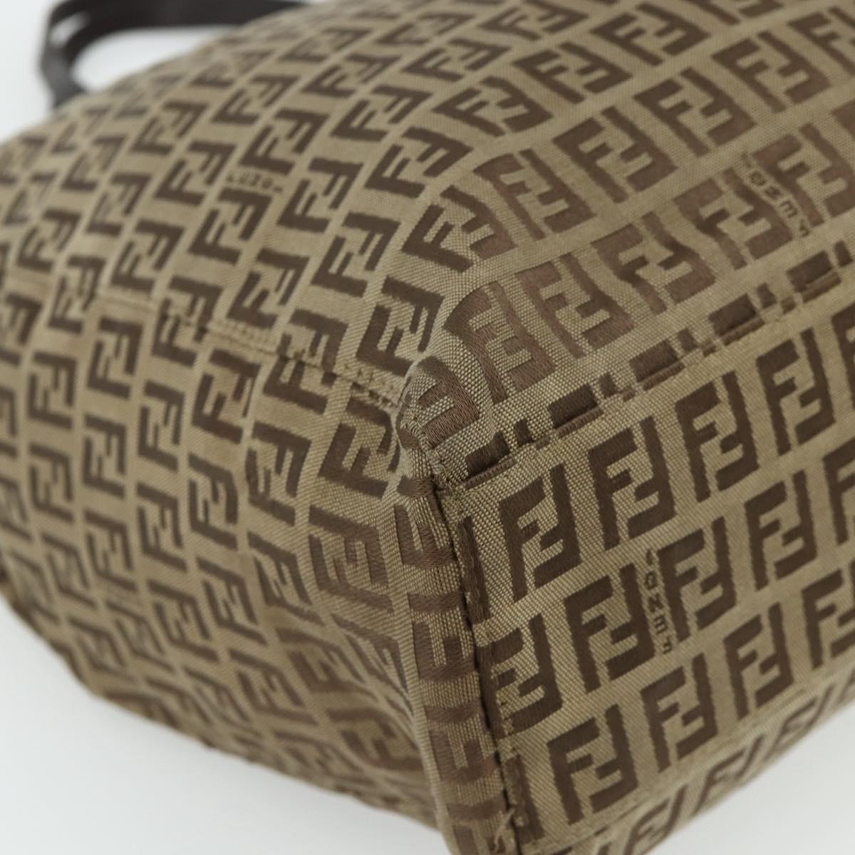 FENDI Zucca Canvas Hand Bag Black Brown Auth 175118