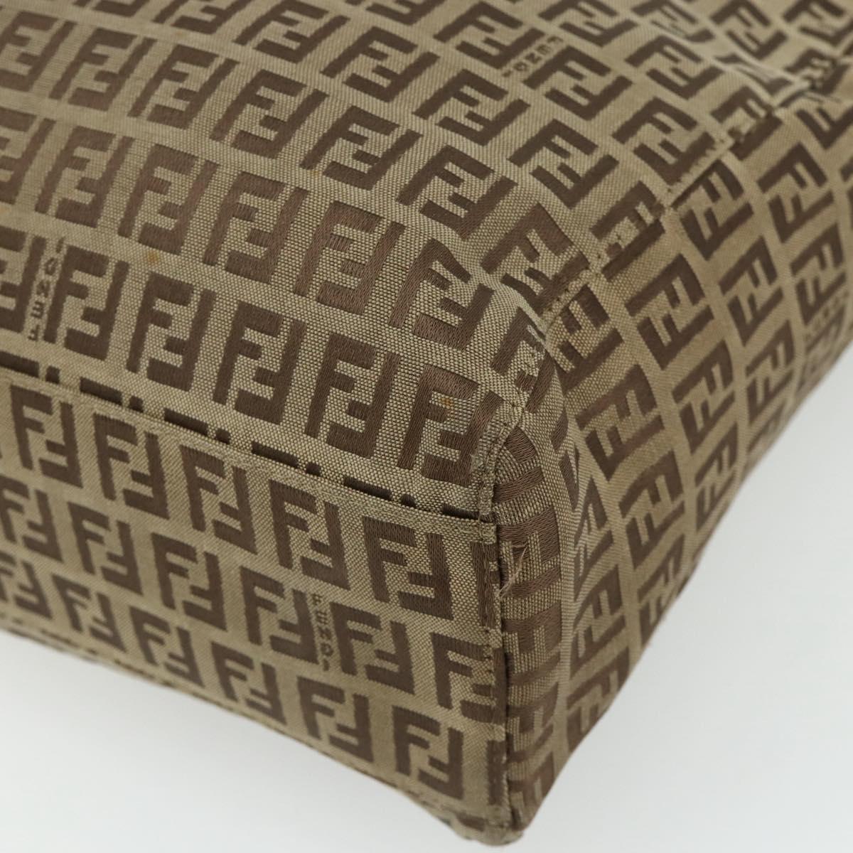 FENDI Zucca Canvas Hand Bag Black Brown Auth 175118
