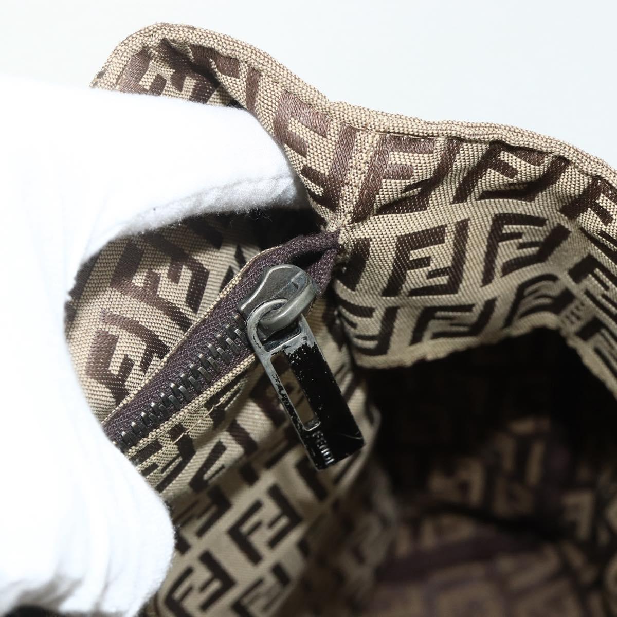 FENDI Zucca Canvas Hand Bag Black Brown Auth 175118