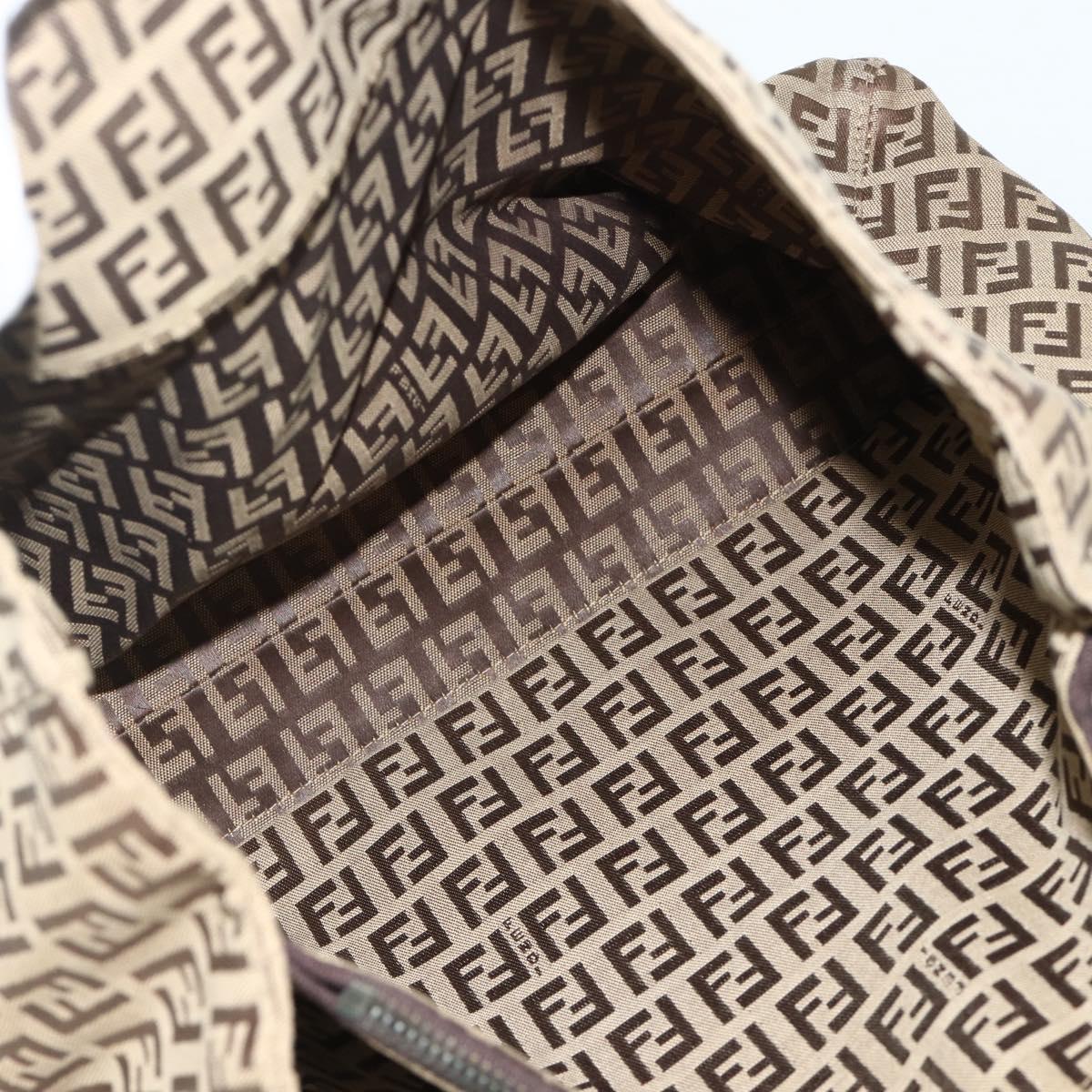 FENDI Zucca Canvas Hand Bag Black Brown Auth 175118
