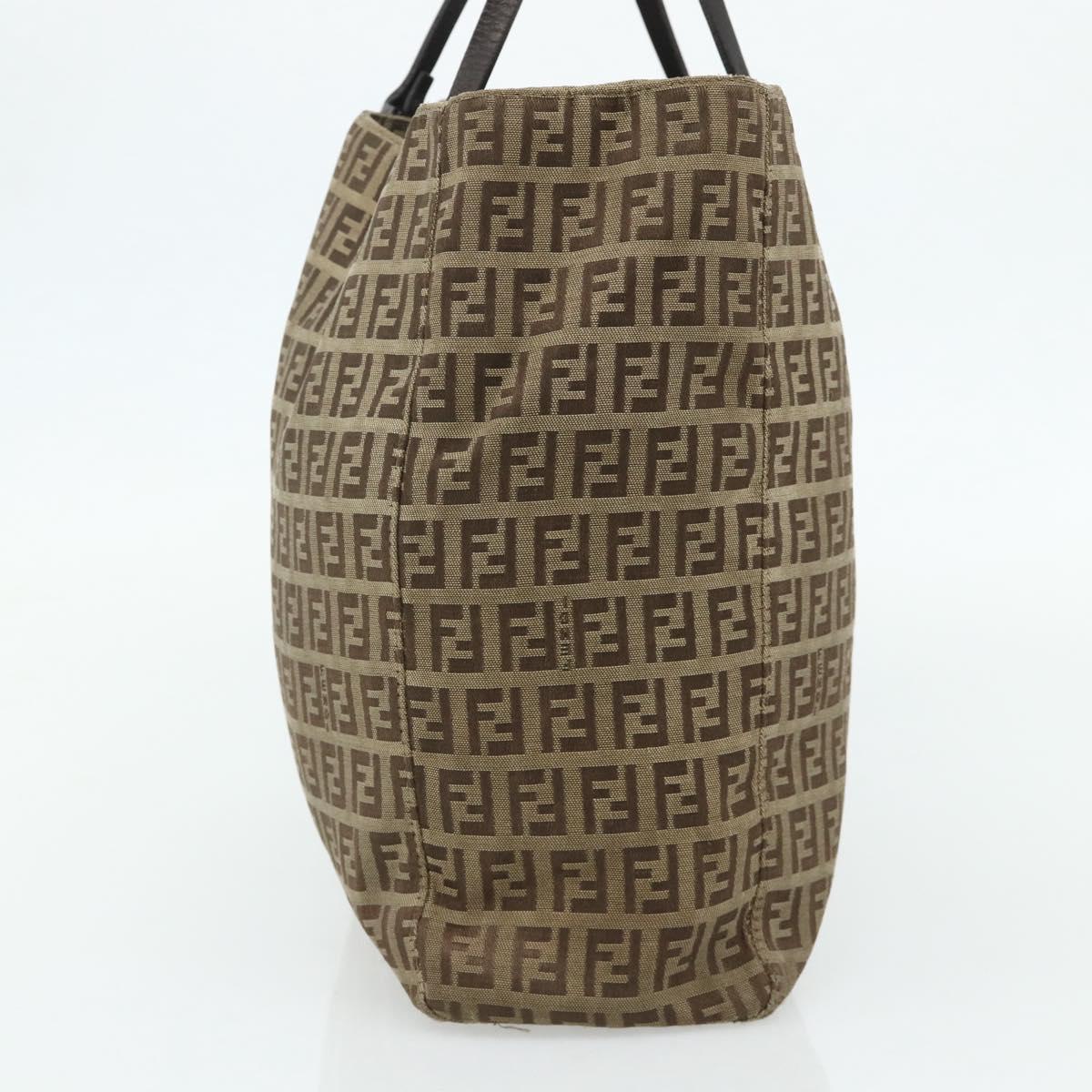 FENDI Zucca Canvas Hand Bag Black Brown Auth 175118