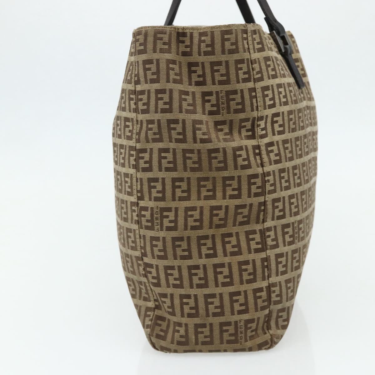 FENDI Zucca Canvas Hand Bag Black Brown Auth 175118