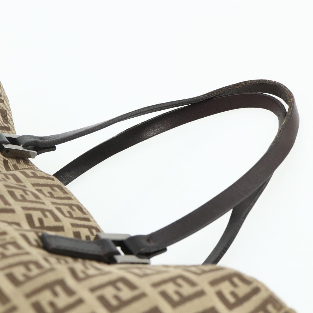 FENDI Zucca Canvas Hand Bag Black Brown Auth 175118
