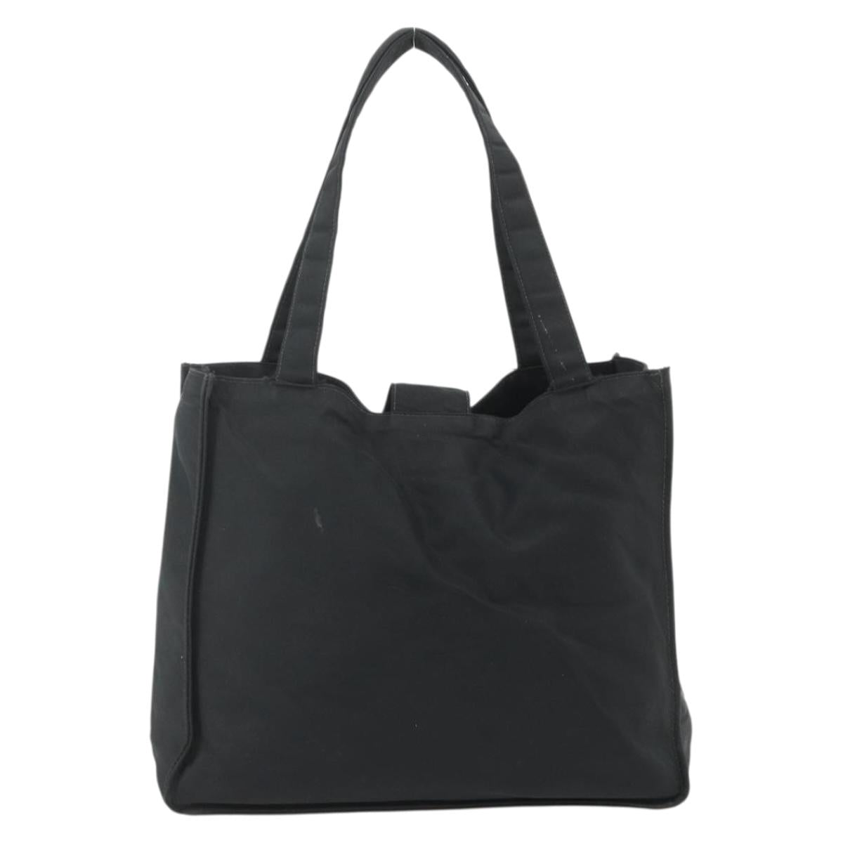 CHANEL Hand Bag Nylon Black Silver CC Auth 175119