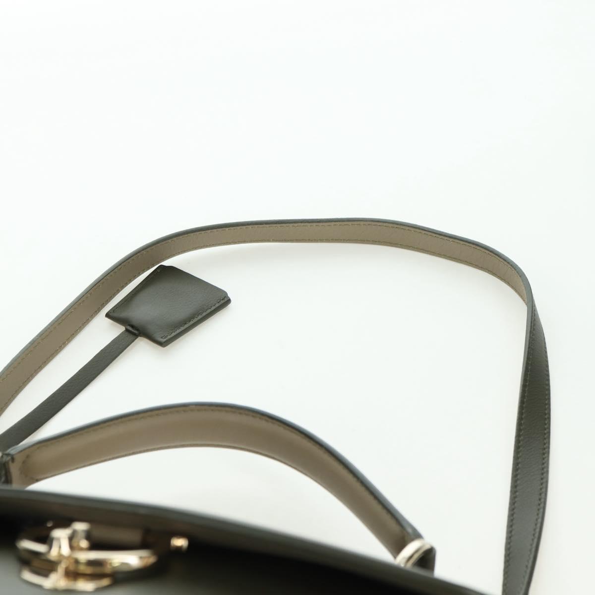 Salvatore Ferragamo Gancini Jet Set Bag Leather 2way Khaki Gold Auth 175123V