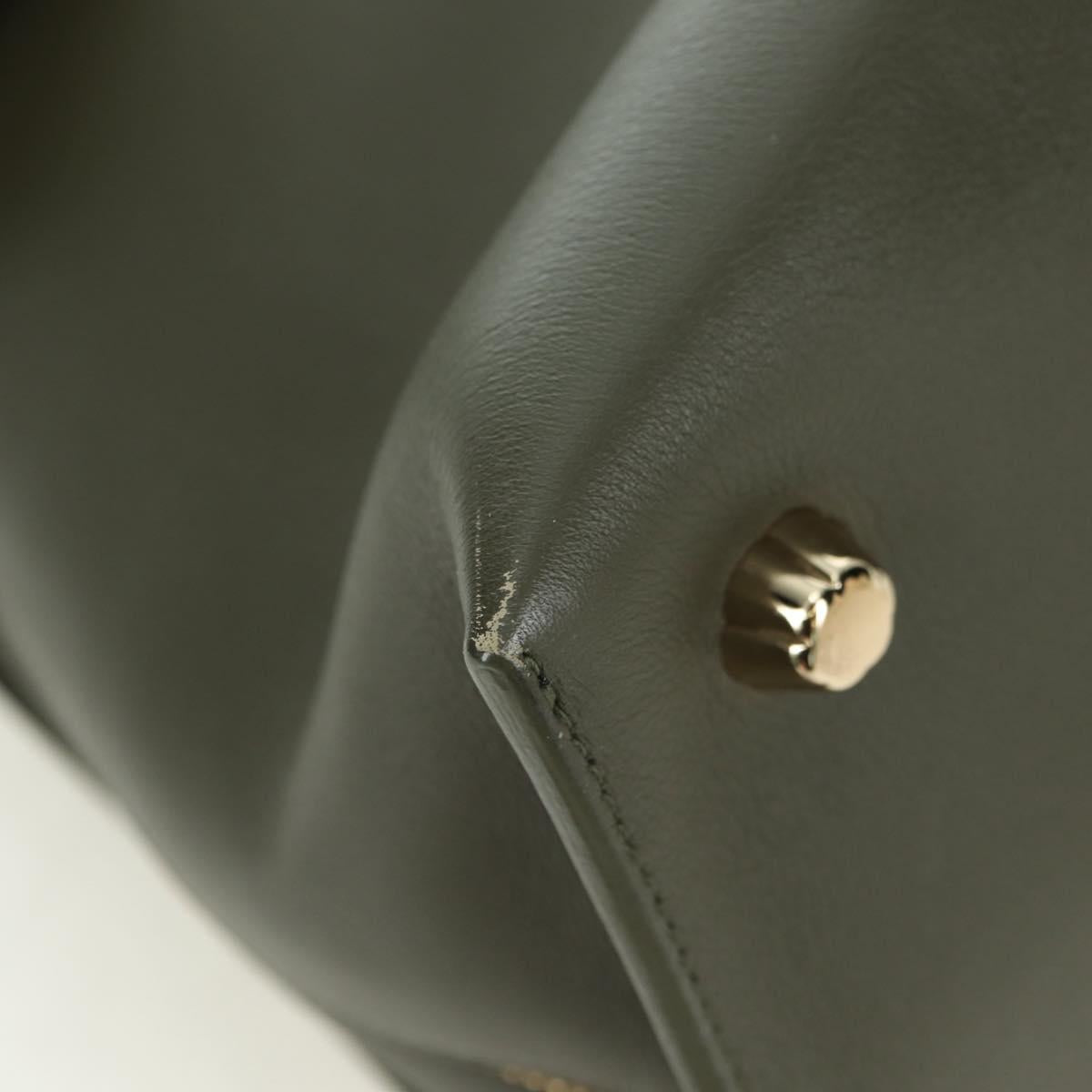 Salvatore Ferragamo Gancini Jet Set Bag Leather 2way Khaki Gold Auth 175123V