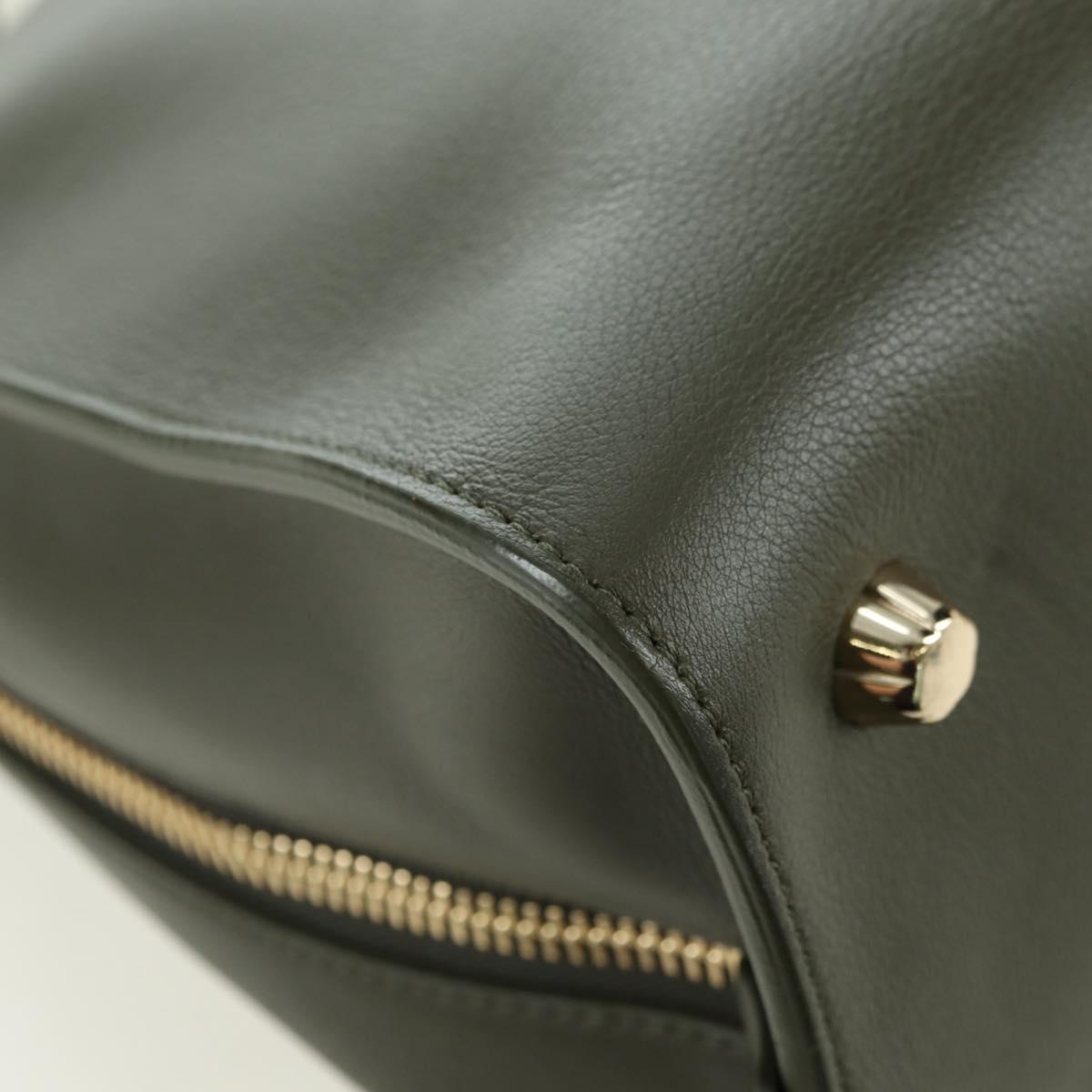 Salvatore Ferragamo Gancini Jet Set Bag Leather 2way Khaki Gold Auth 175123V