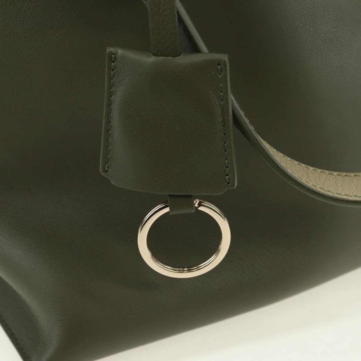 Salvatore Ferragamo Gancini Jet Set Bag Leather 2way Khaki Gold Auth 175123V