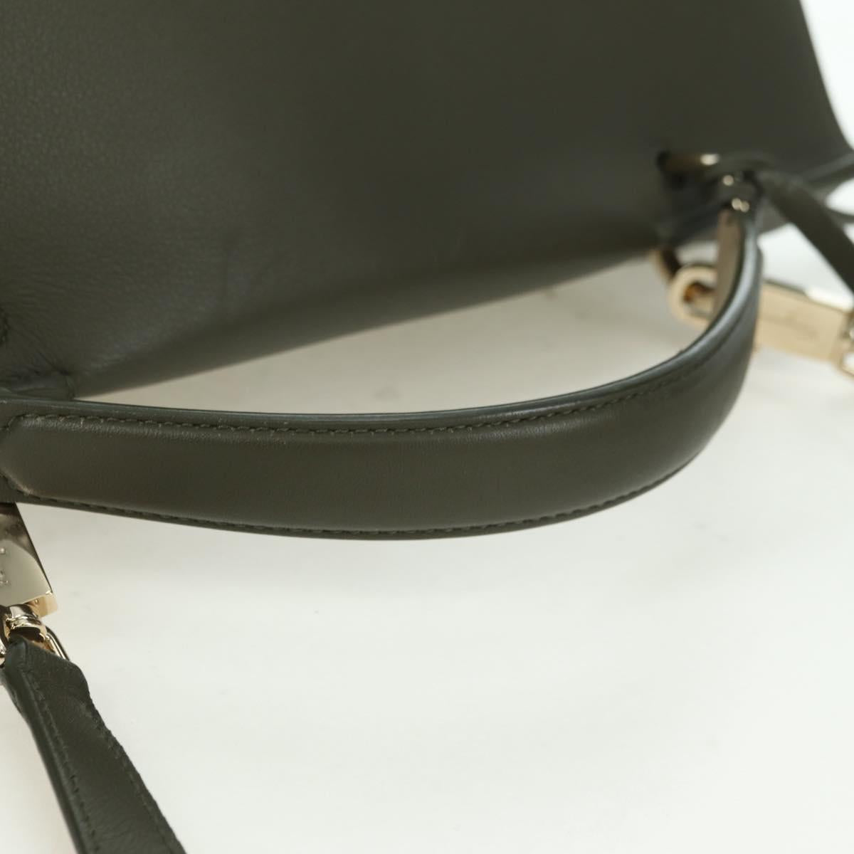 Salvatore Ferragamo Gancini Jet Set Bag Leather 2way Khaki Gold Auth 175123V