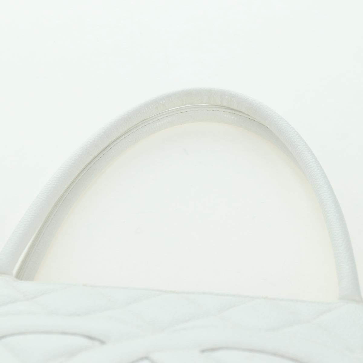 CHANEL Matelasse Reprint Tote Bag Caviar Skin White Gold CC Auth 175127V