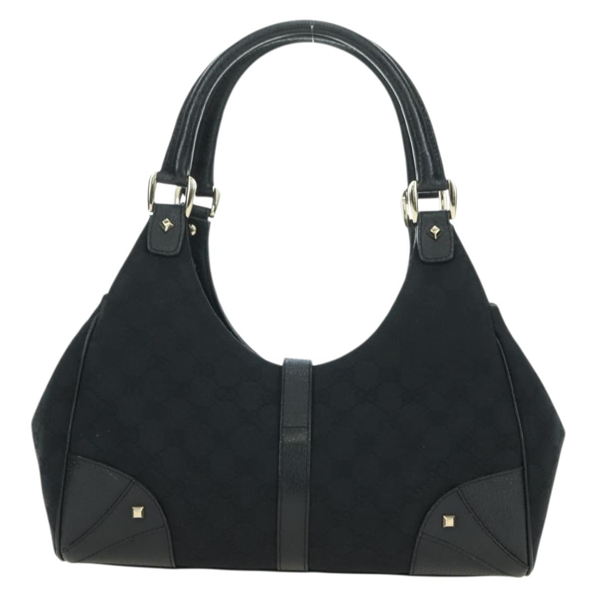 GUCCI GG Canvas Jackie Shoulder Bag Black Gold 124407 Auth 175128V
