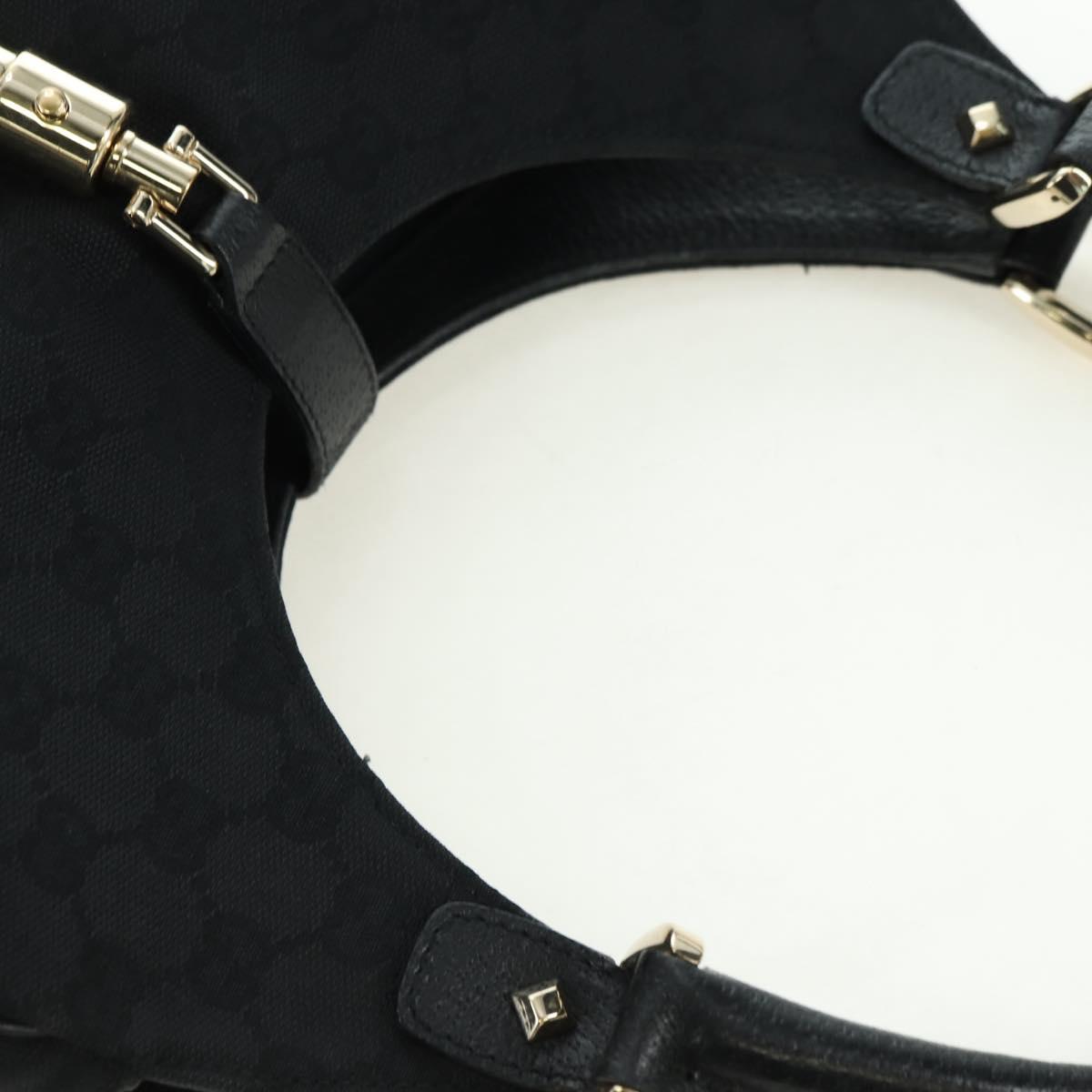 GUCCI GG Canvas Jackie Shoulder Bag Black Gold 124407 Auth 175128V