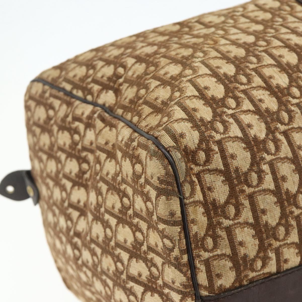 Christian Dior Trotter Canvas Boston Bag Brown Gold Auth 175130