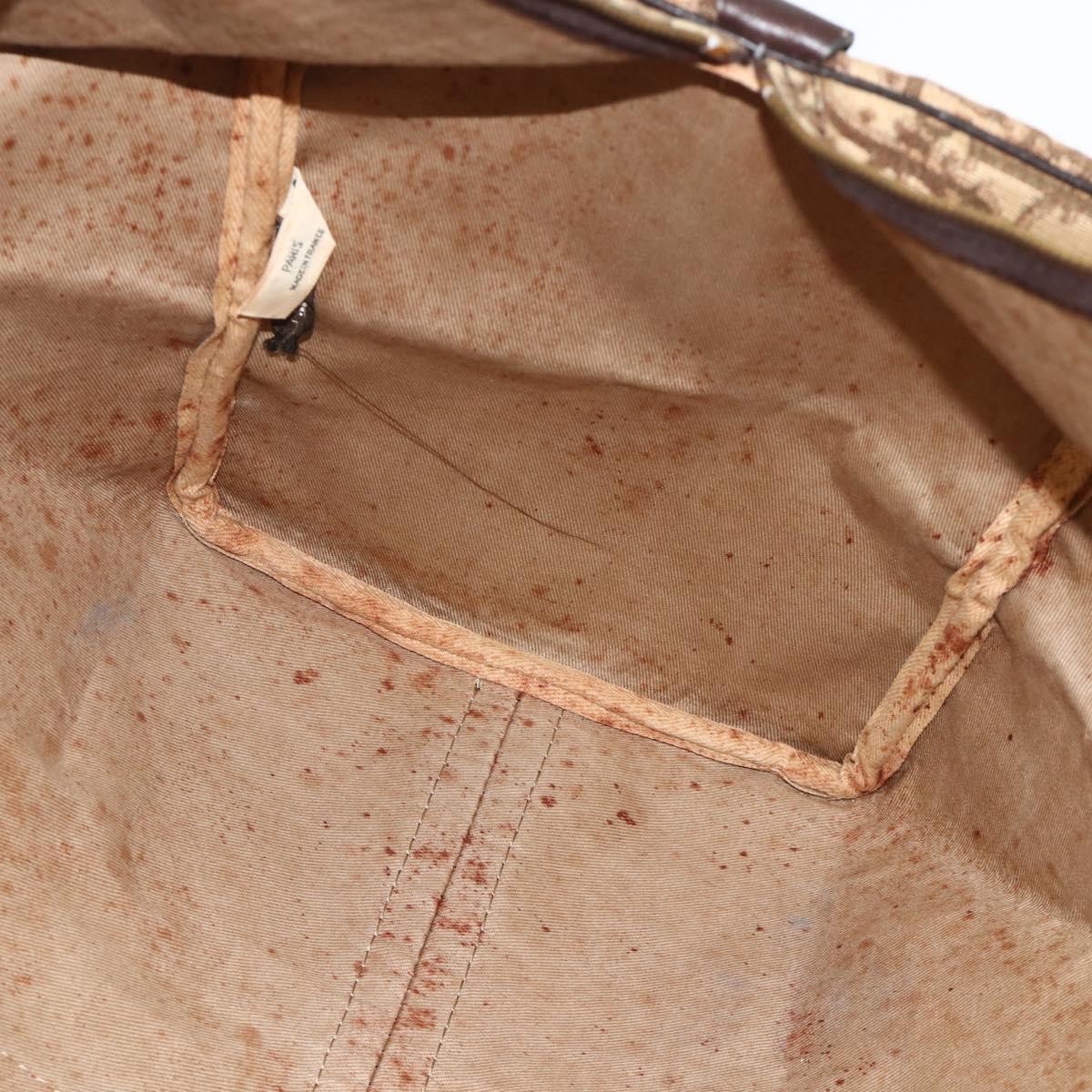 Christian Dior Trotter Canvas Boston Bag Brown Gold Auth 175130