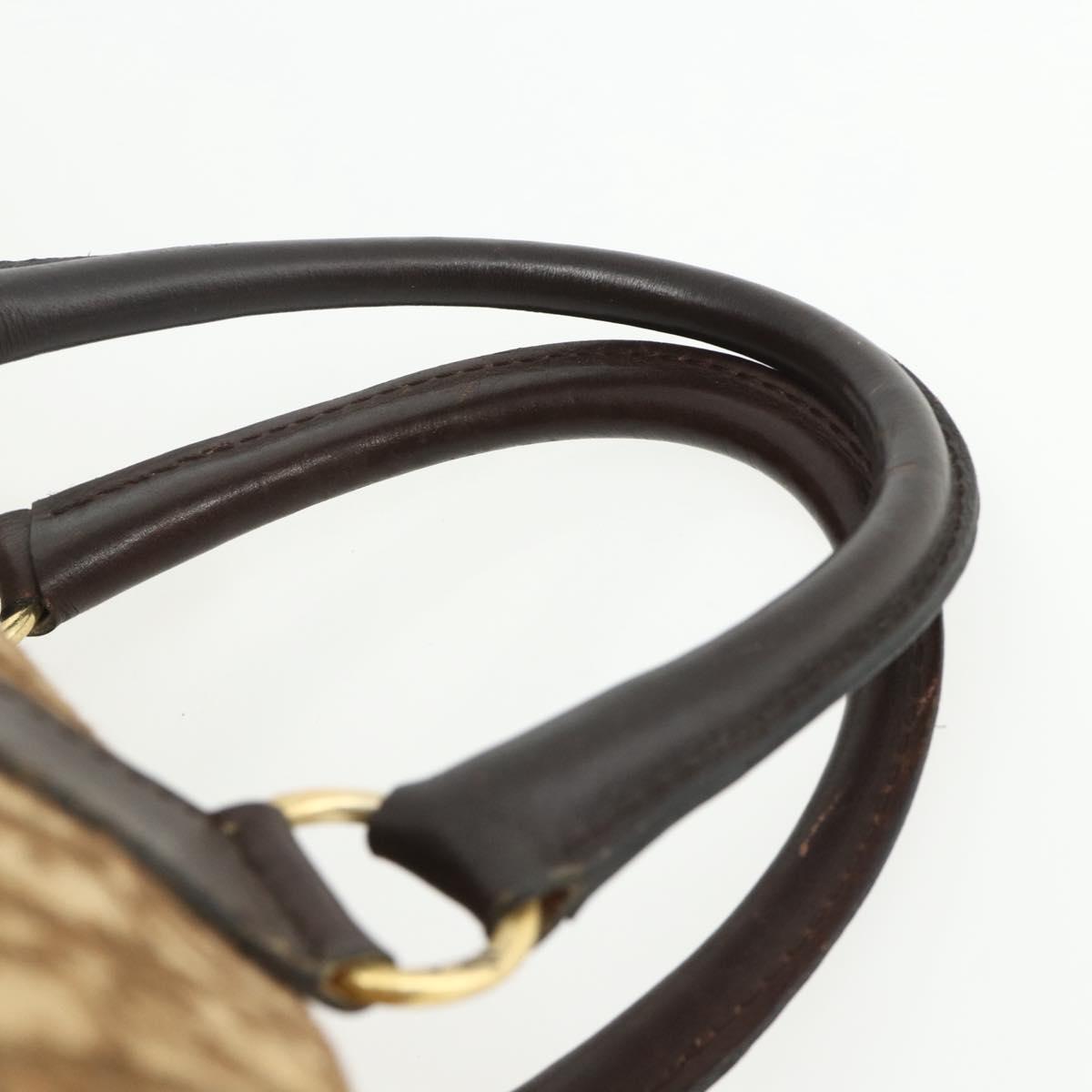 Christian Dior Trotter Canvas Boston Bag Brown Gold Auth 175130