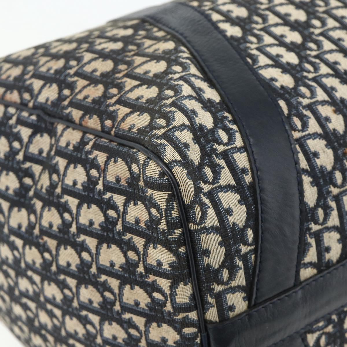 Christian Dior Trotter Canvas Boston Bag Navy Silver Auth 175131