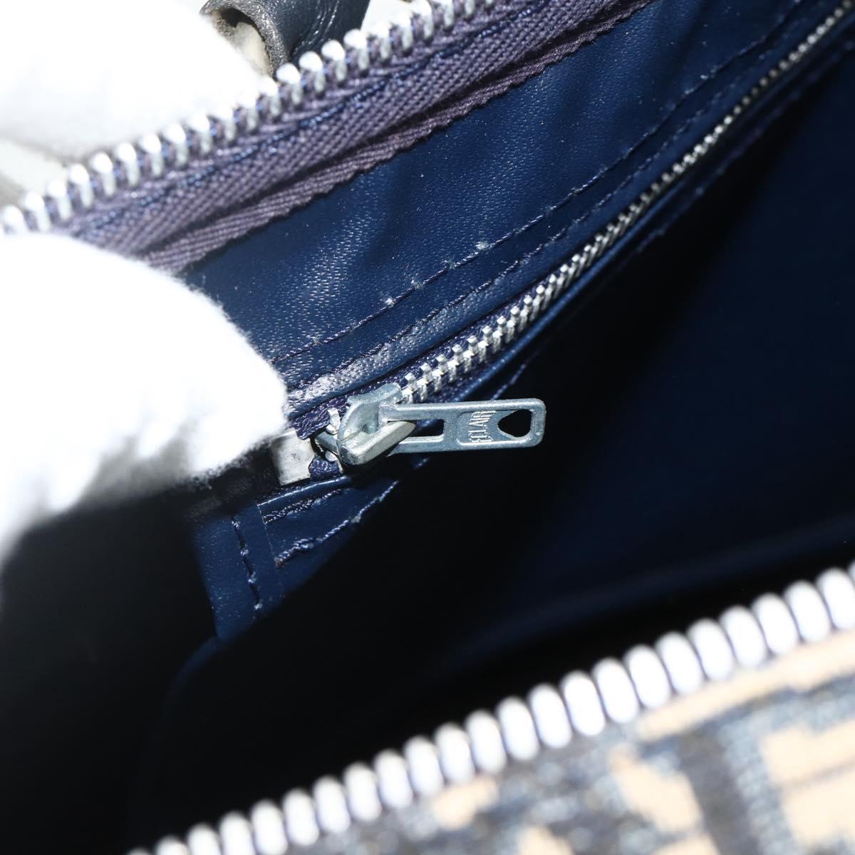 Christian Dior Trotter Canvas Boston Bag Navy Silver Auth 175131