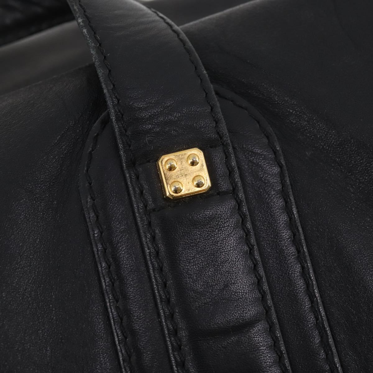 LOEWE Anagram Boston Bag Leather Black Gold Auth 175136