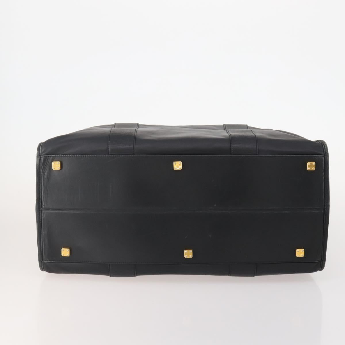LOEWE Anagram Boston Bag Leather Black Gold Auth 175136