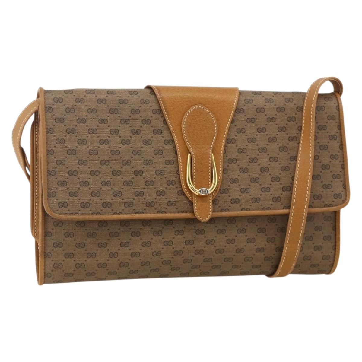 GUCCI Micro GG Supreme Shoulder Bag PVC Beige Gold 89 02 050 Auth 175149
