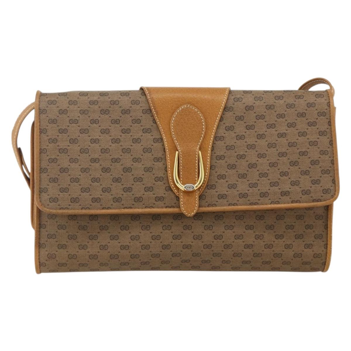 GUCCI Micro GG Supreme Shoulder Bag PVC Beige Gold 89 02 050 Auth 175149