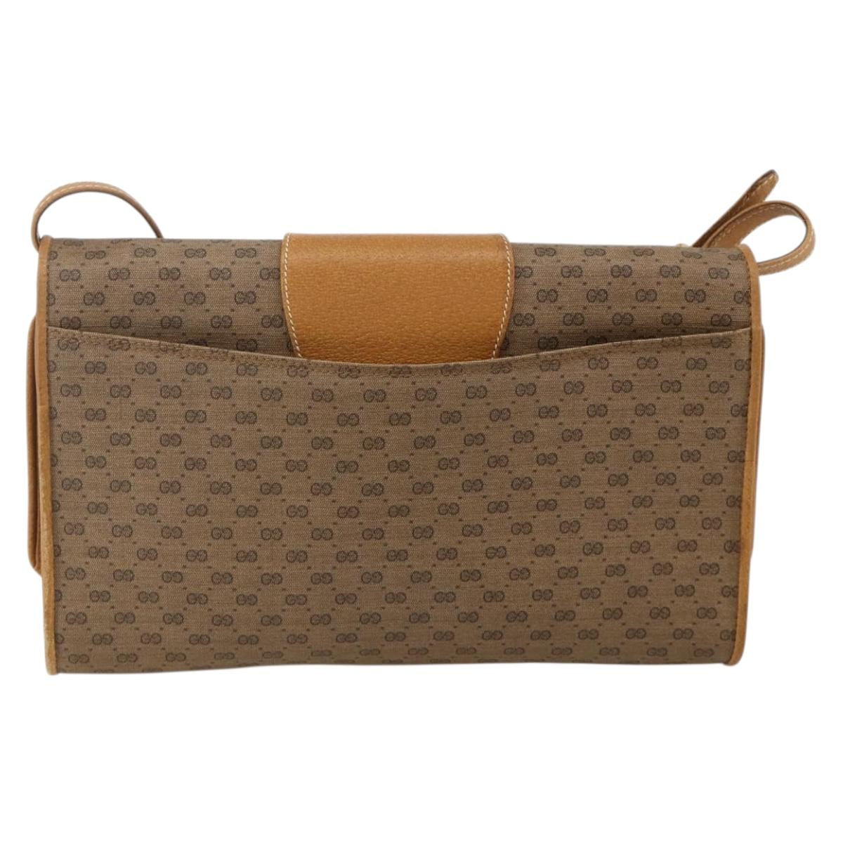 GUCCI Micro GG Supreme Shoulder Bag PVC Beige Gold 89 02 050 Auth 175149