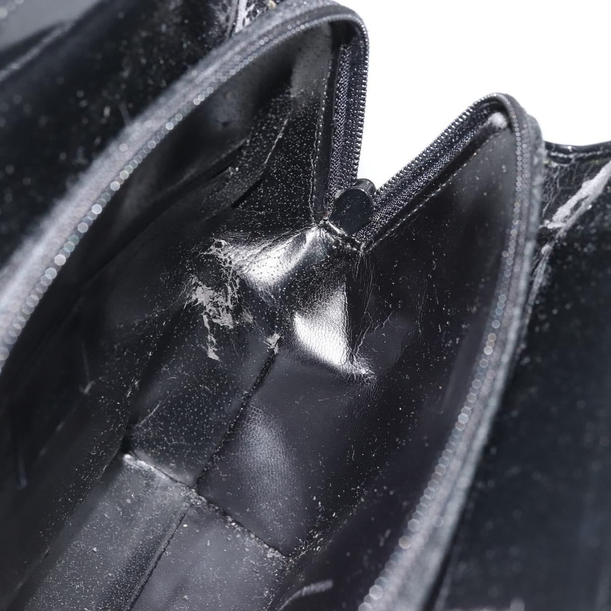 GUCCI Tote Bag Patent Leather Black Auth 175158