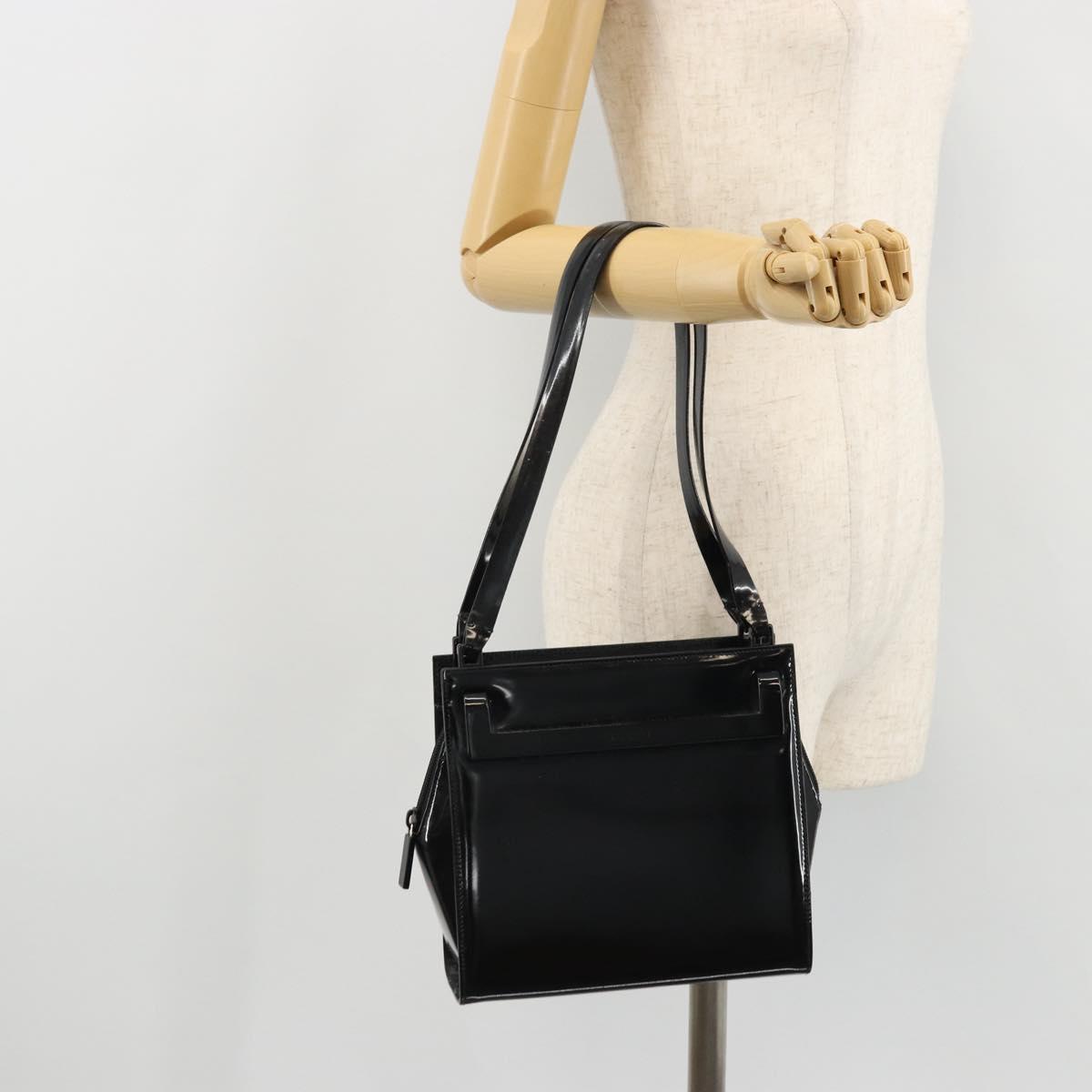 GUCCI Tote Bag Patent Leather Black Auth 175158