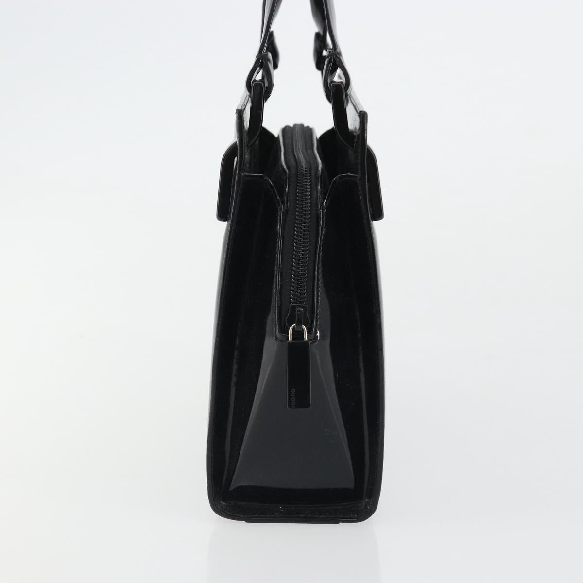 GUCCI Tote Bag Patent Leather Black Auth 175158