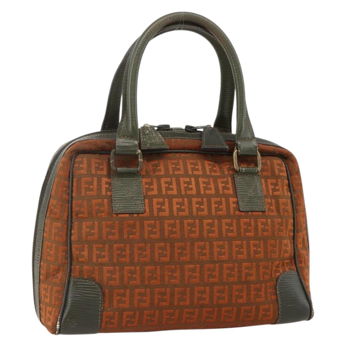 FENDI Zucchino Canvas Hand Bag Brown Auth 175160