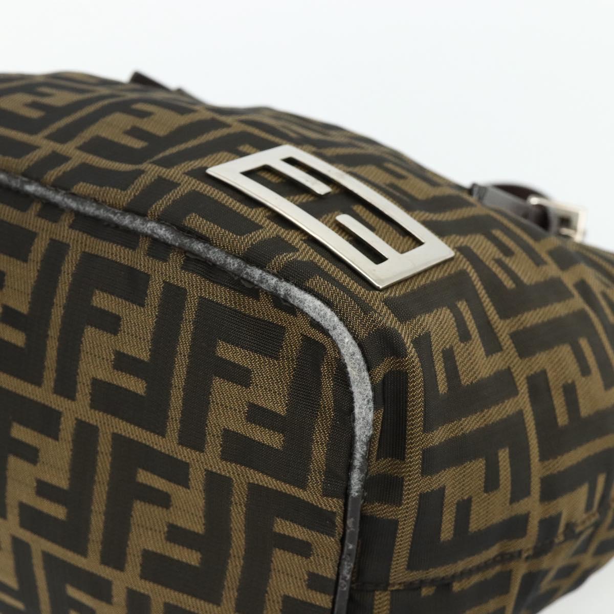 FENDI Zucca Canvas Hand Bag Black Brown Auth 175169