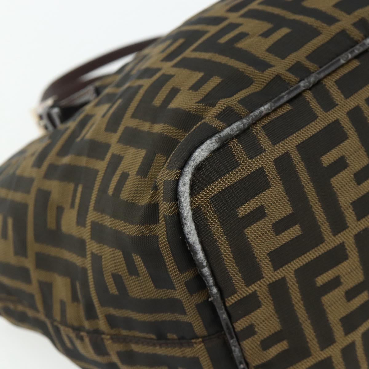 FENDI Zucca Canvas Hand Bag Black Brown Auth 175169