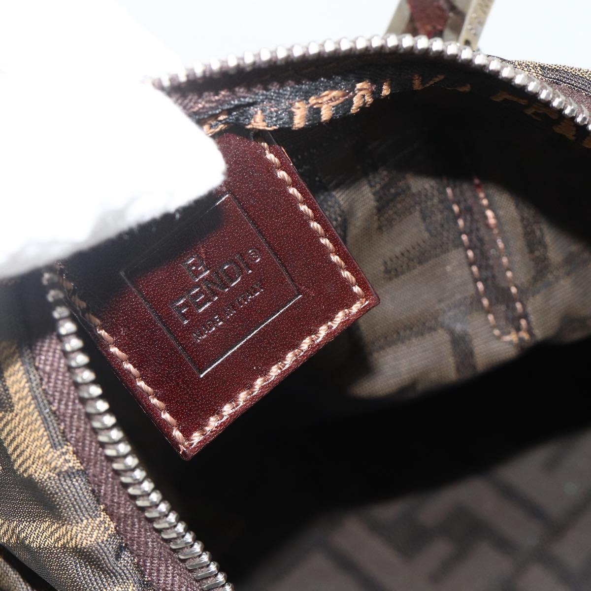 FENDI Zucca Canvas Hand Bag Black Brown Auth 175169