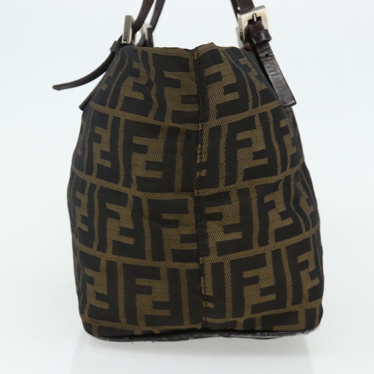 FENDI Zucca Canvas Hand Bag Black Brown Auth 175169
