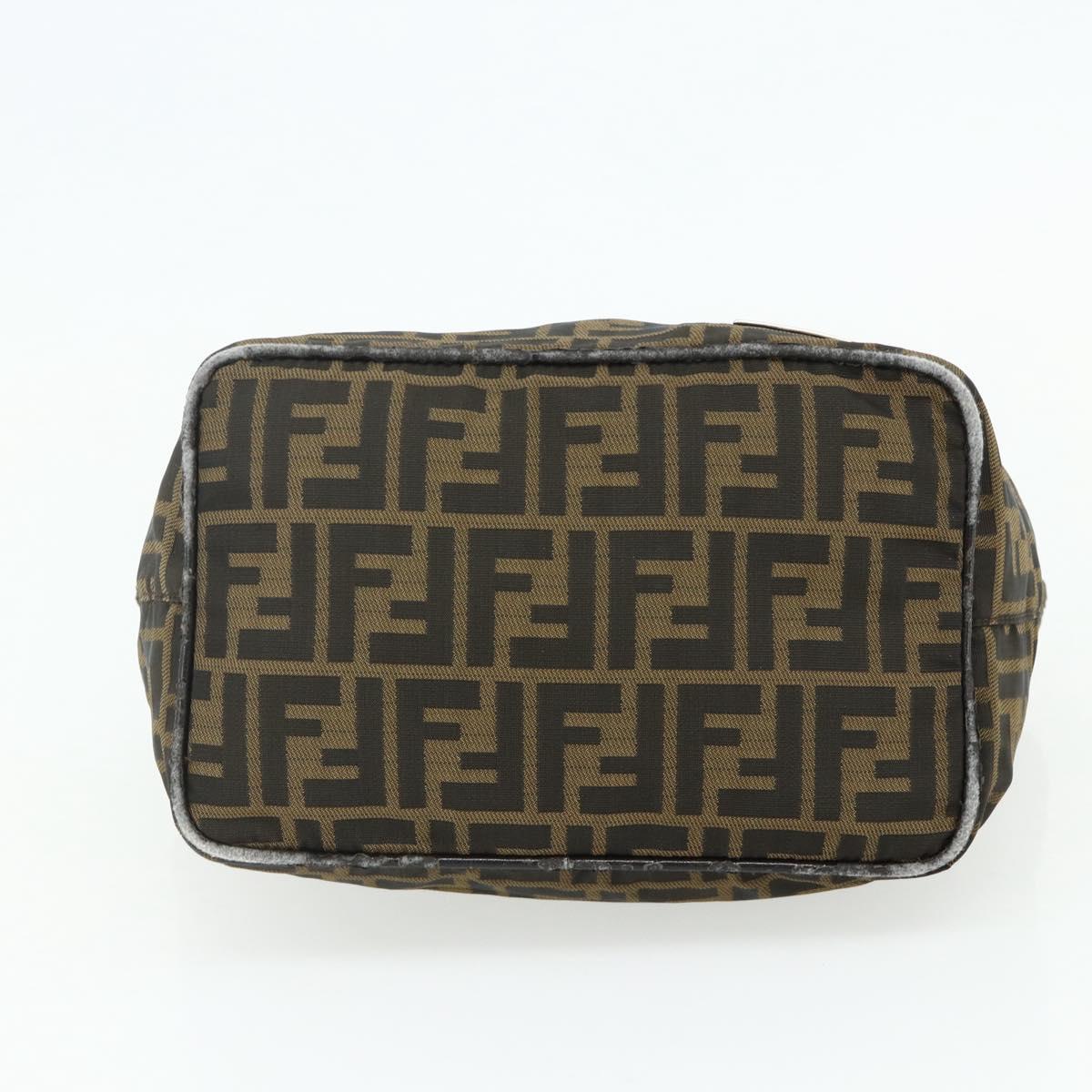 FENDI Zucca Canvas Hand Bag Black Brown Auth 175169