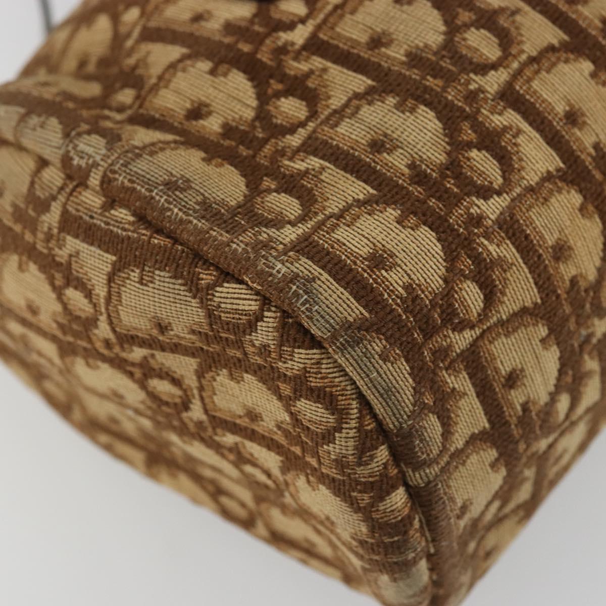 Christian Dior Trotter Canvas Hand Bag Gold Brown Auth 175171
