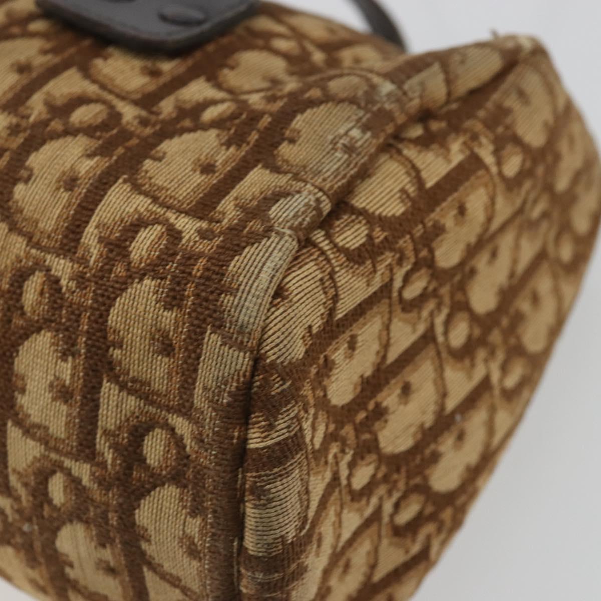 Christian Dior Trotter Canvas Hand Bag Gold Brown Auth 175171