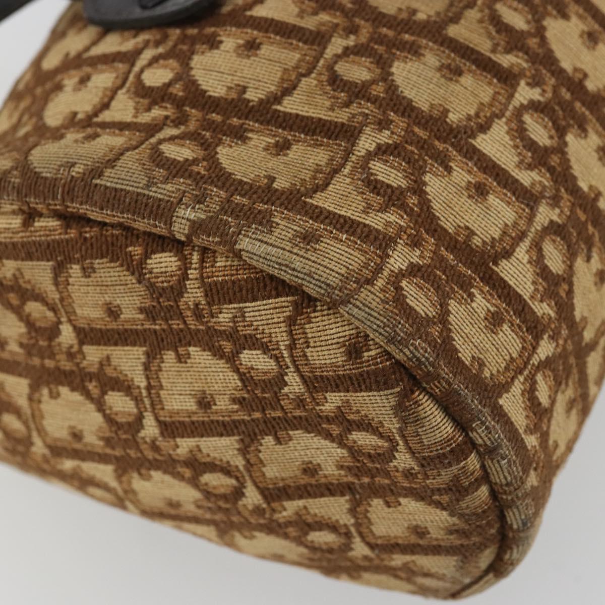 Christian Dior Trotter Canvas Hand Bag Gold Brown Auth 175171