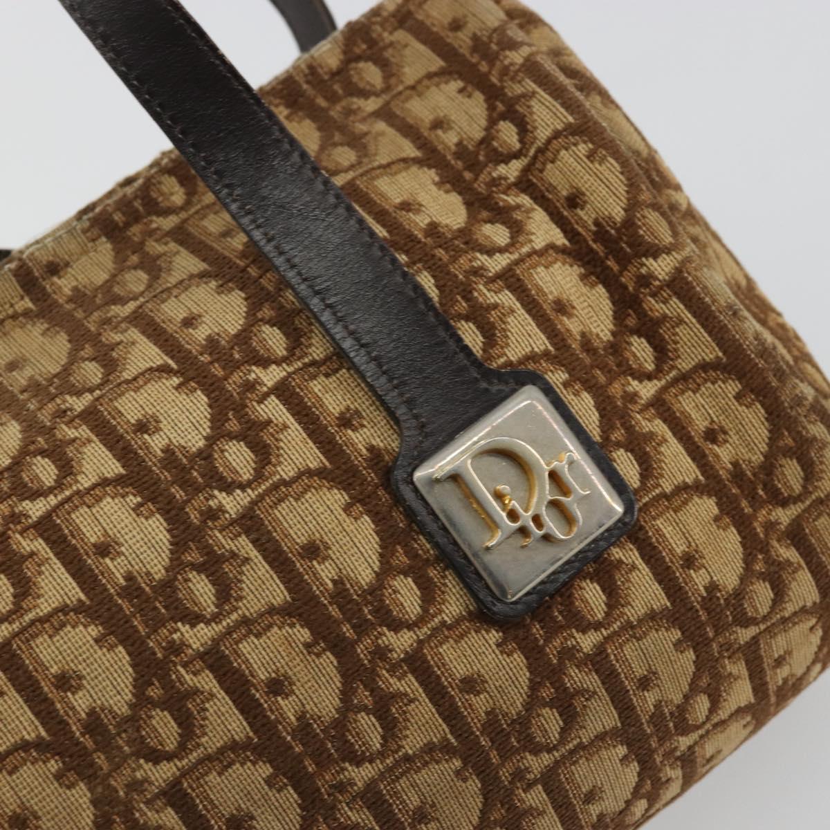 Christian Dior Trotter Canvas Hand Bag Gold Brown Auth 175171