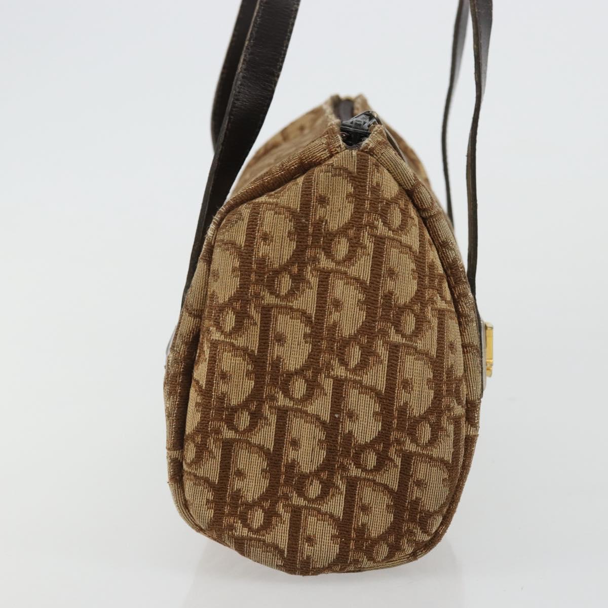 Christian Dior Trotter Canvas Hand Bag Gold Brown Auth 175171