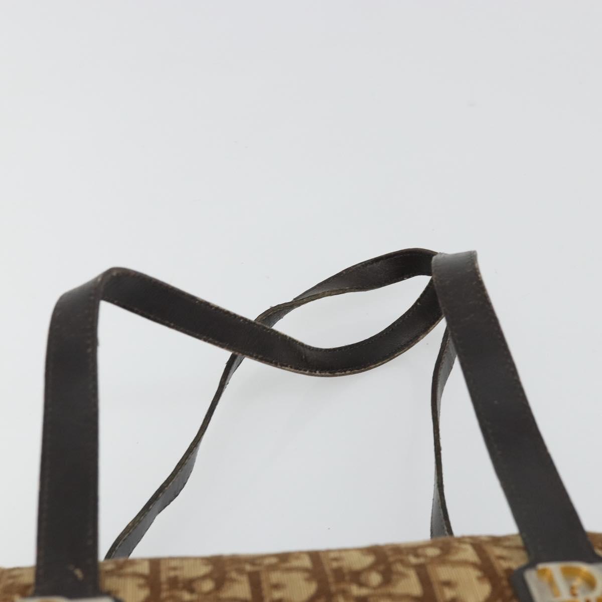 Christian Dior Trotter Canvas Hand Bag Gold Brown Auth 175171