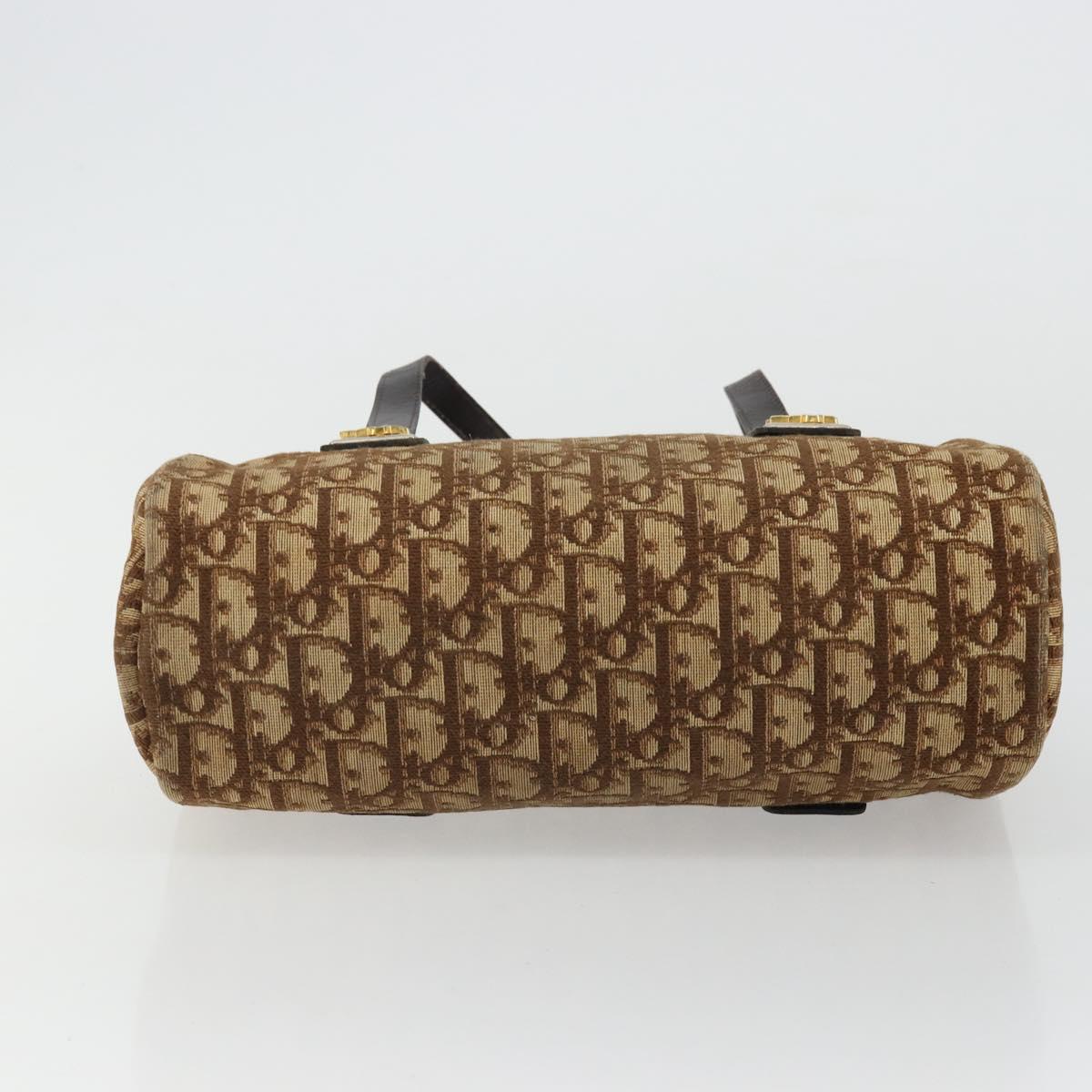 Christian Dior Trotter Canvas Hand Bag Gold Brown Auth 175171