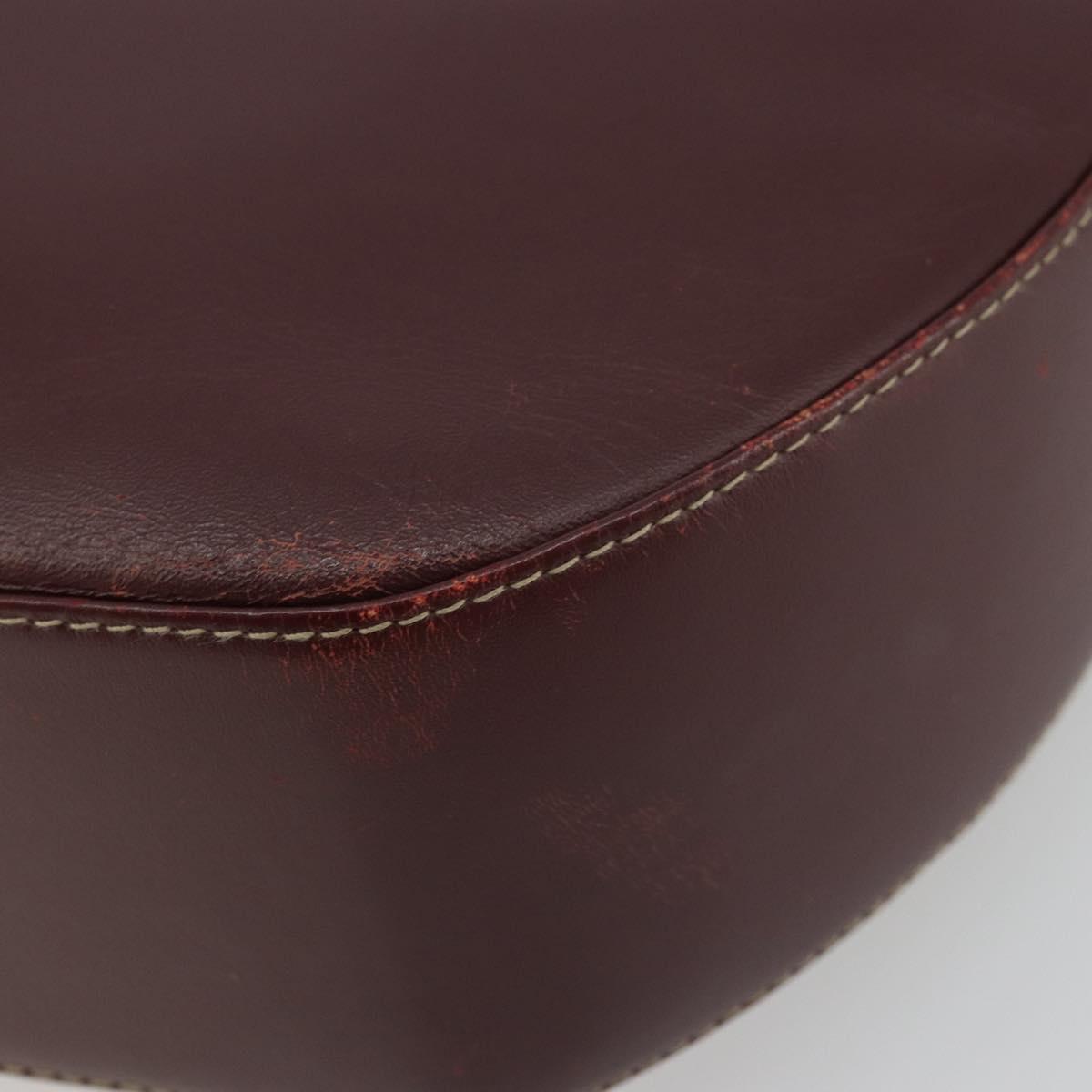 CARTIER Must Line Shoulder Bag Leather Bordeaux Gold Auth 175174