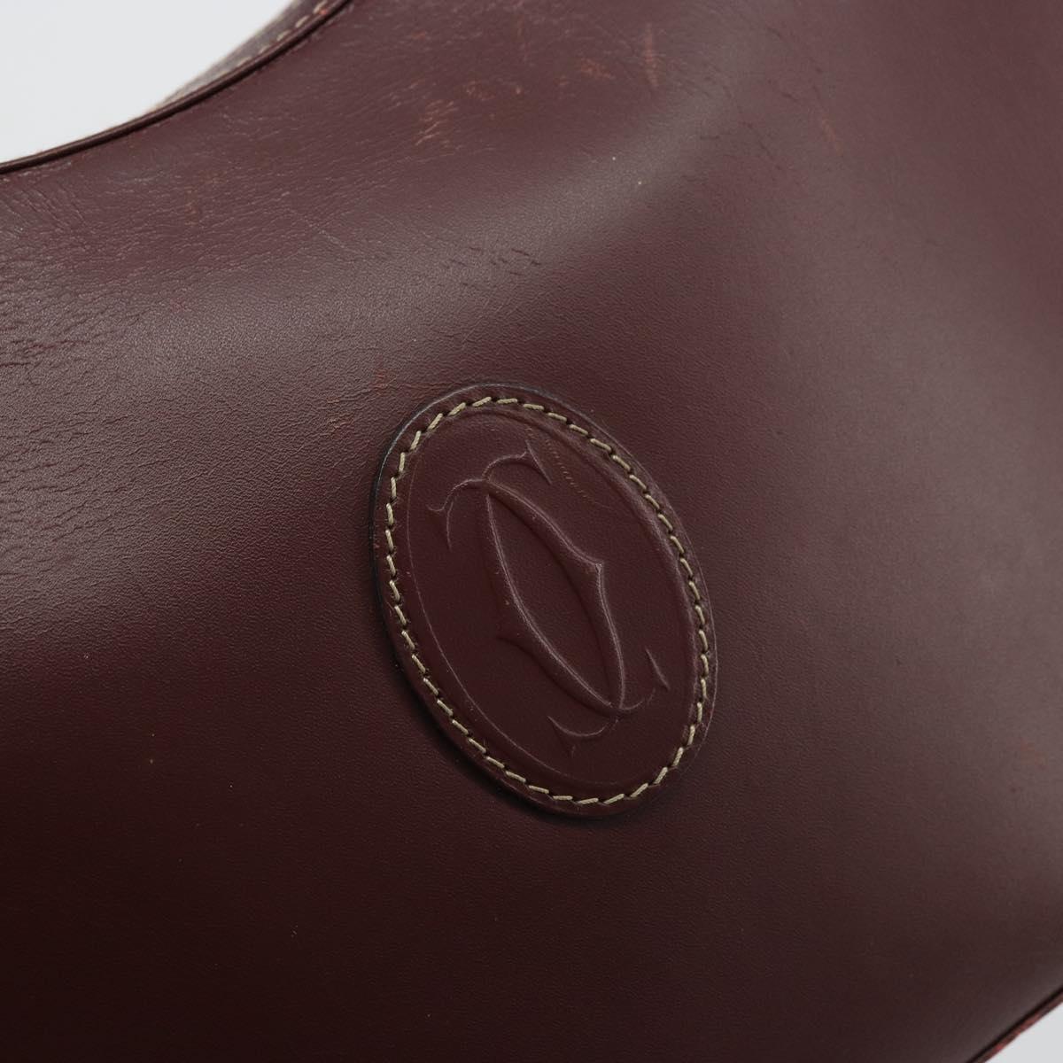 CARTIER Must Line Shoulder Bag Leather Bordeaux Gold Auth 175174
