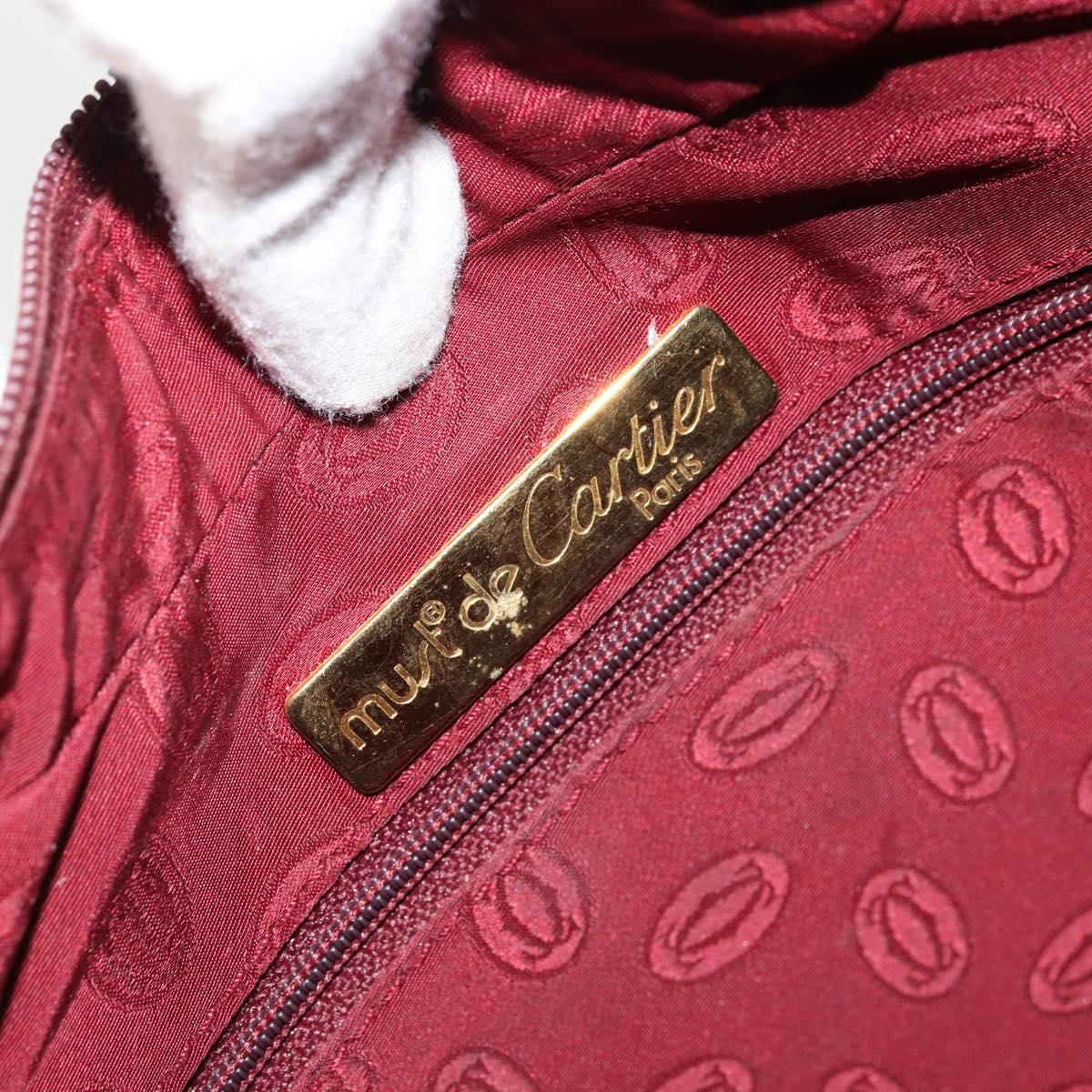 CARTIER Must Line Shoulder Bag Leather Bordeaux Gold Auth 175174