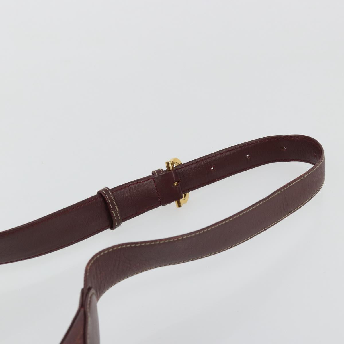 CARTIER Must Line Shoulder Bag Leather Bordeaux Gold Auth 175174