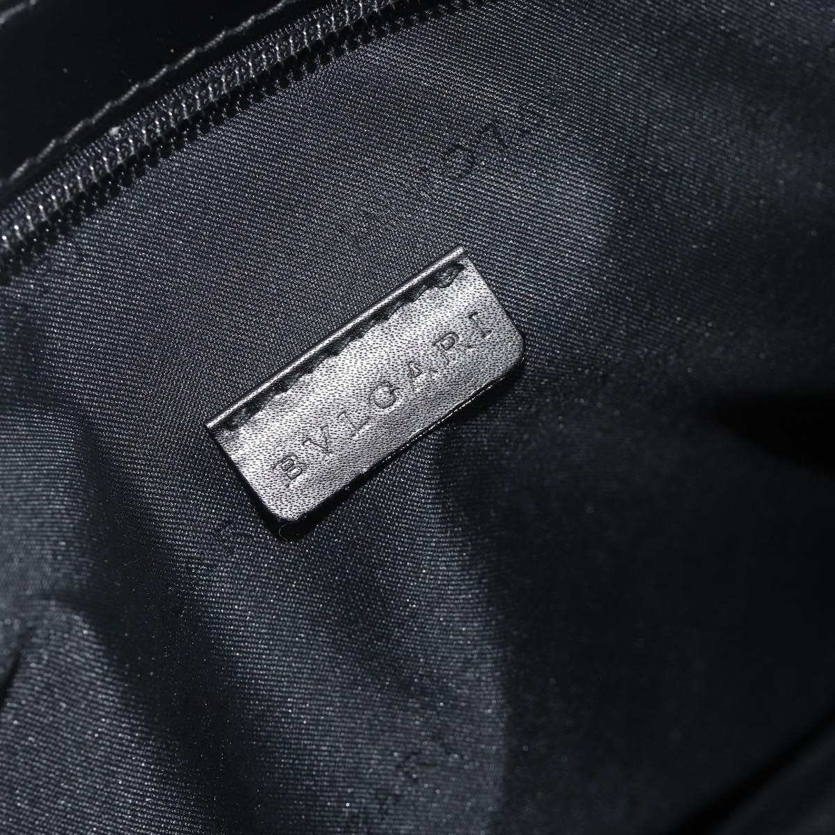 BVLGARI Logo Mania Shoulder Bag Denim Blue Silver Auth 175190