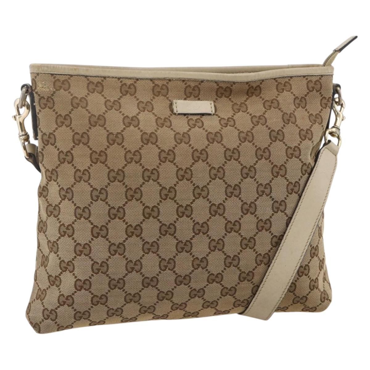 GUCCI GG Canvas Shoulder Bag Beige Gold 388924 Auth 175206
